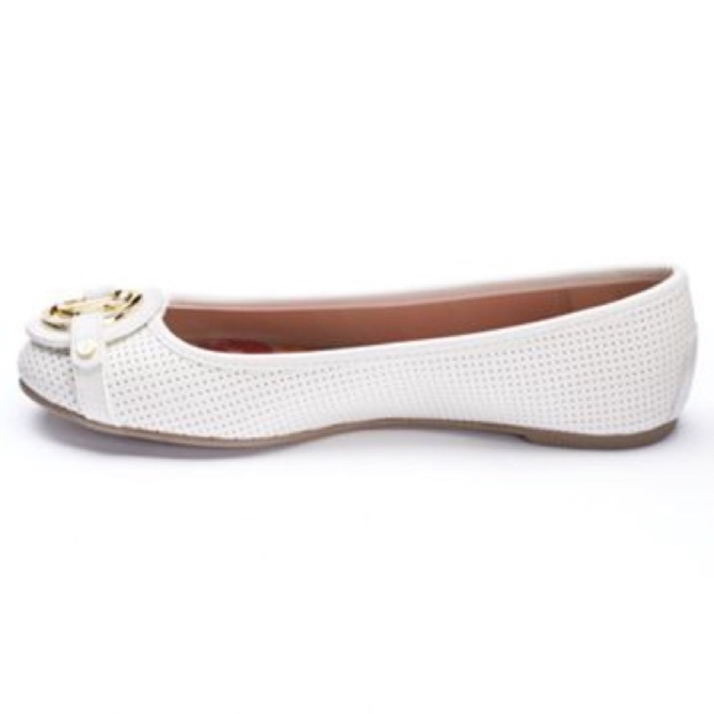 Juicy Couture White Gold Logo Ballet Flats NWT - Picture 4 of 7